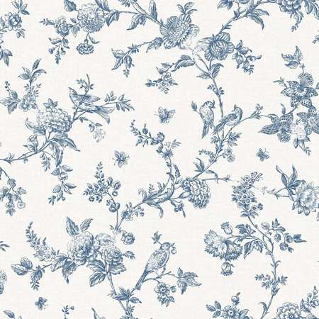 MANHATTAN COMFORT Grenoble Nightingale Navy Floral Trail 33 ft L X 205 in W Wallpaper BR4072-70064